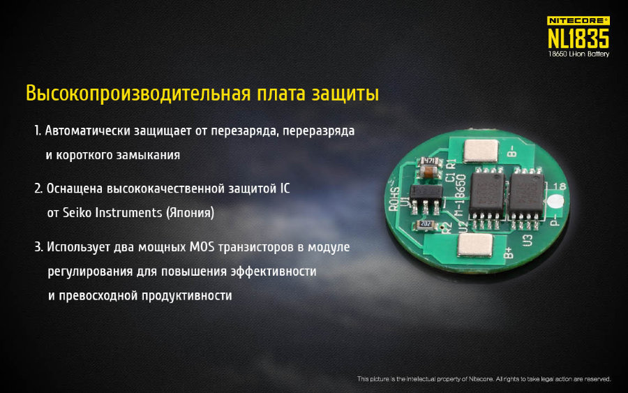 Аккумулятор NITECORE NL1835 18650 3.6v 3500mA